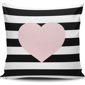 Alkan Homes Kırlent Dünyası Çizgili Kalpli Dijital Baskılı Kırlent Kılıfı