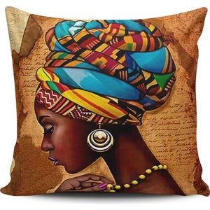 Alkan Homes Kırlent Dünyası Afrikalı Kızlar Dijital Baskılı Kırlent Kılıfı