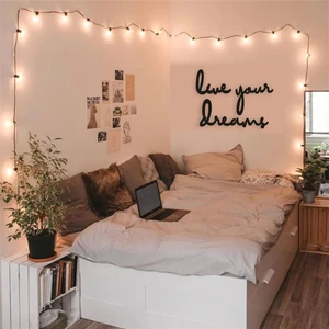 Ikbal Market Live Your Dreams Dekoratif Ahşap Duvar Tablosu