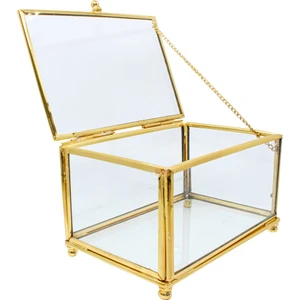 Kapaklı Cam Kutu (15X10X8 Cm) 82703-C04 Gold