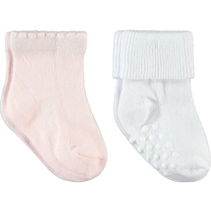 Kız Bebek 2'li Çorap 0-18 Ay Beyaz-Pembe