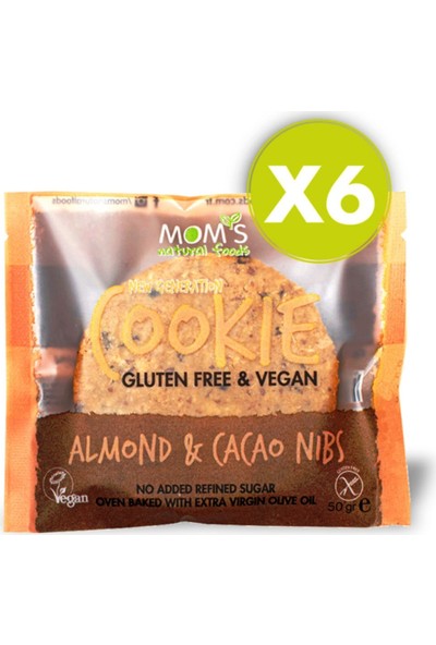 Mom's Natural Foods Mom's 6'lı Glutensiz Vegan Badem & Kakao Cookie (6 Ad)