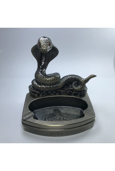 Sfy Kobra Figürlü Metal Çakmaklı Masa Küllüğü