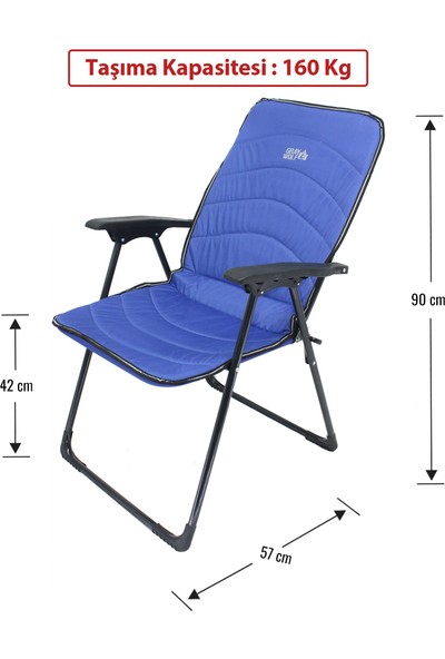 Gray Wolf Quatro Katlanır Masalı Kamp Sandalyesi - Balıkçı Sandalyesi (Mavi)
