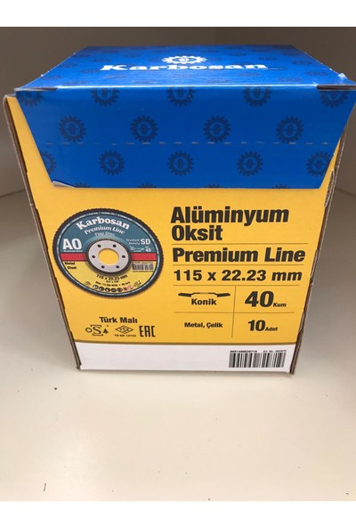 Karbosan Ao Flap Disk 115X22,23MM -40 Kum Konik - (10 Lu)