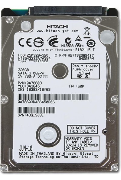 Hitachi Z5K320 250GB 5400RPM Sata 3 8MB Cache 2.5" Sabit Disk