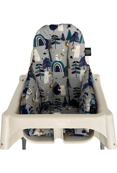 Pamuk Atölyesi Kutup Ayılı Küçük Mama Sandalyesi Minderi - Çift Taraflı