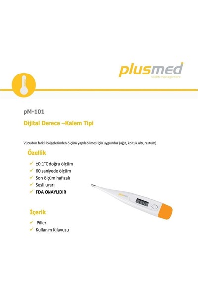 Plus Med Plusmed Pm 101 Dijital Koltuk Altı Beden Derecesi (Thermometer) 6 Adet (Kutuda 6 Adet)
