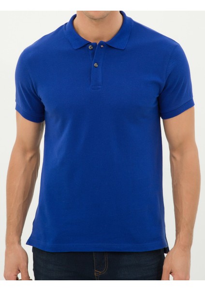 Polo Yaka Mavi Işçi Lakoste T-Shirt