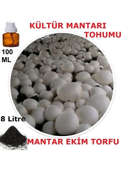 Tarımsal ve Hayvansal Ürünler 100 ml Sıvı Kültür Mantarı Tohumu ve 8 Litre Mantar Ekim Torfu