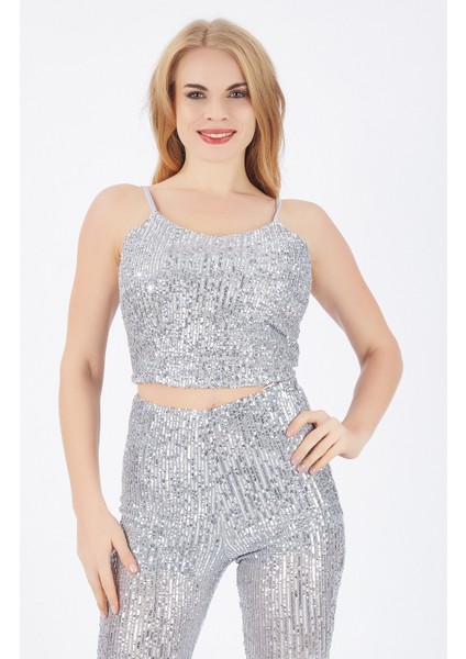 Astarli Croptop Askili BUSTIYER_BUS32491 Gri