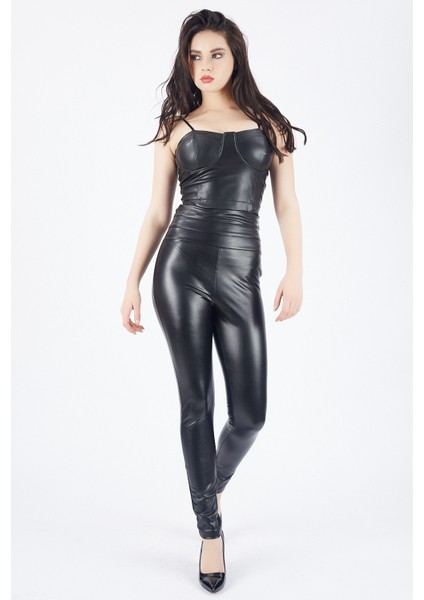 Yandan Fermuarlı Yüksek Kemerli Şardonlu Deri Tayt | TYT33138 fiyatları