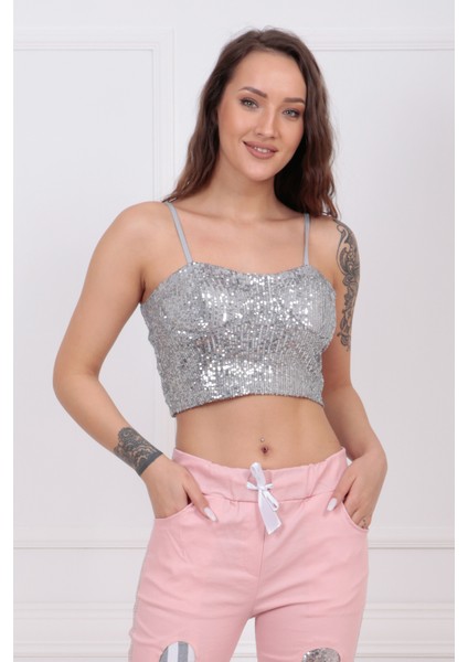 Gloplu Arkası Fermuarlı Zara Payet Bustiyer BST33154
