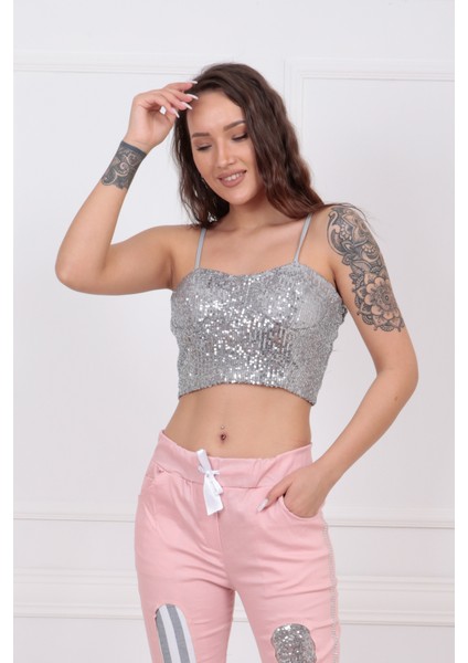 Gloplu Arkası Fermuarlı Zara Payet Bustiyer BST33154