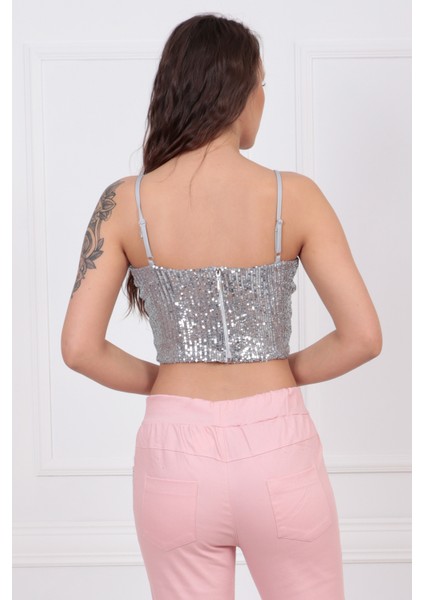 Gloplu Arkası Fermuarlı Zara Payet Bustiyer BST33154