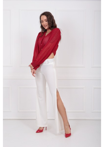 Kemerli Yandan Fermuarlı Scuba Krep Pantolon PNT33380 fiyatları