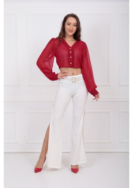 Kemerli Yandan Fermuarlı Scuba Krep Pantolon PNT33380 modelleri