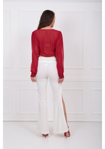 Kemerli Yandan Fermuarlı Scuba Krep Pantolon PNT33380 indirimleri