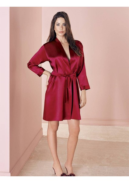 900 Bride Saten Sabahlık - Bordo