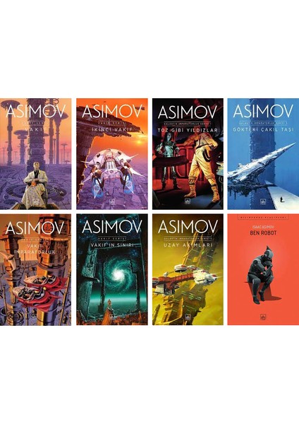 Vakıf - Ikinci Vakıf - Vakıf ve Imparatorluk - Vakıf'ın Sınırı - Toz Gibi Yıldızlar - Gökteki Çakıl Taşı - Uzay Akımları - Ben Robot - Isaac Asimov - 8 Kitap Set -