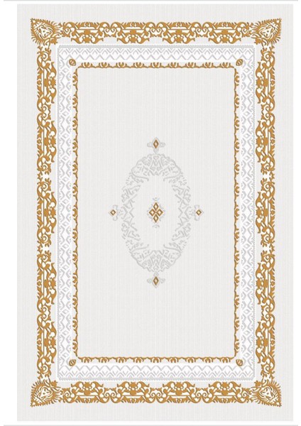Saray Kaymaztabanlı Yıkanabilir Halı Kilim Yolluk Dijital Baskı Gold
