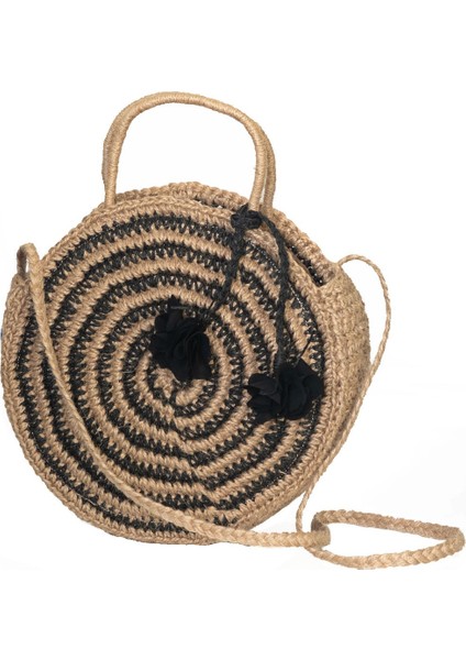 Kadın El Örgüsü Çizgi Desen Jüt Çanta fırsatları