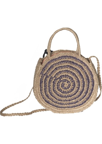 Kadın El Örgüsü Çizgi Desen Jüt Çanta fiyatları