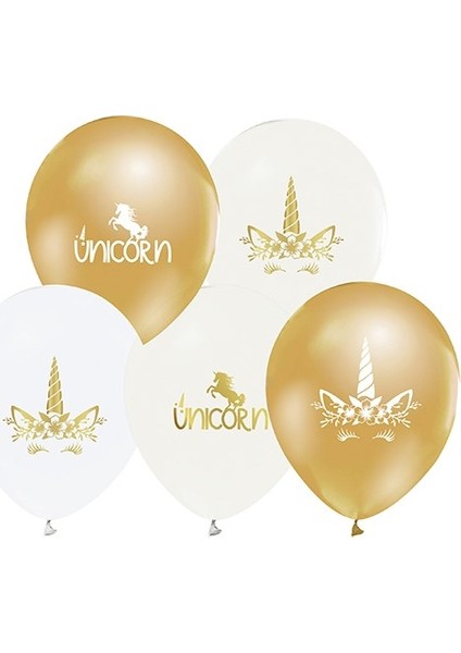 Unicorn Metalik Boynuzlu 10 Adet Balon