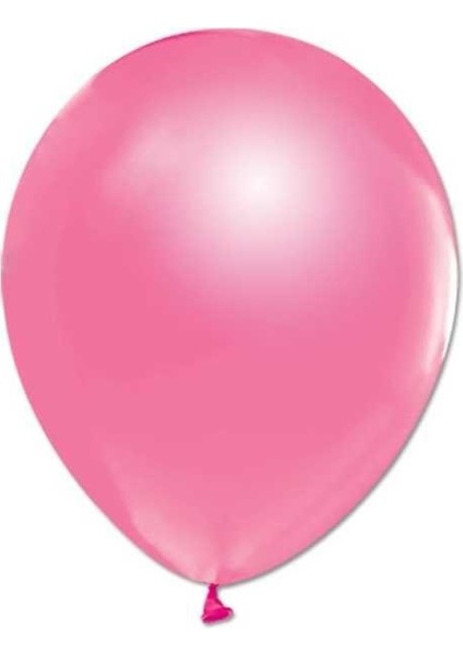 Sedefli Metalik Parlak Balon Pembe 50 Adet Helyum Uyumlu