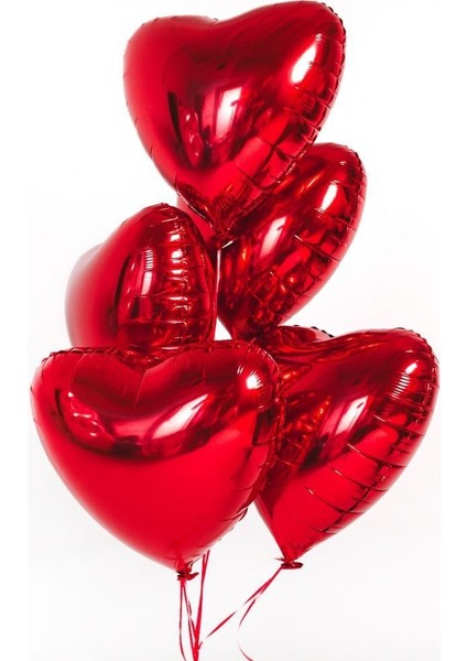 Kalp Folyo Balon Seti Kırmızı