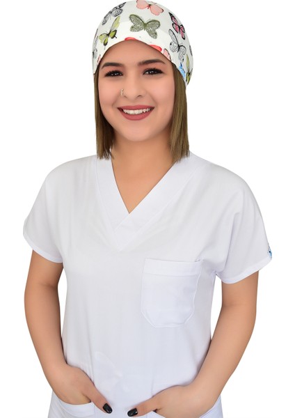Yeşil Kelebek Desen Doktor Hemşire Hastane Medikal Cerrahi Bone