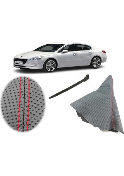 Peugeot 508 Vites Körüğü Delikli Deri Kırmızı Dikiş