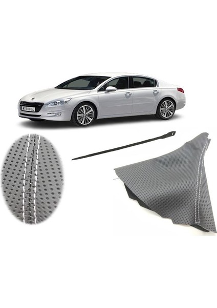 Peugeot 508 Vites Körüğü Delikli Deri Gri Dikiş