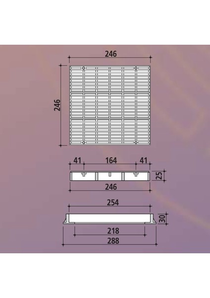 Kare Dip Emiş Izgara Dış Çerçevesi 26,5X26,5