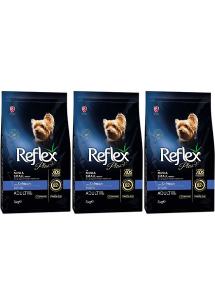 Plus Küçük Mini Irk Somonlu Yetişkin Köpek Maması 3 kg 3 Adet