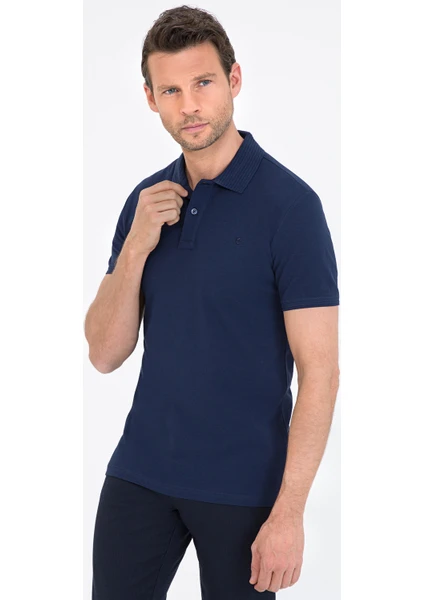 Pierre Cardin Erkek Koyu Lacivert Slim Fit Polo Yaka Basic T-Shirt 50232382-VR100