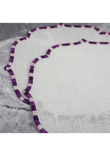 Geçişli Mor Renkli Nakışlı Keten Efektli 2'li Kokteyl Peçetesi Bardak Altlığı fiyatları