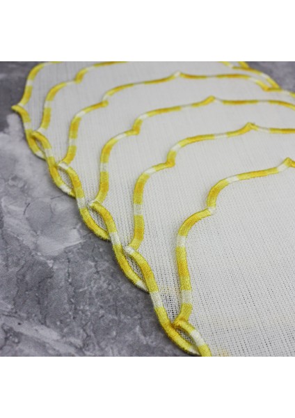 Geçişli Sarı Renkli Nakışlı Keten Efektli 6'lı Kokteyl Peçetesi Bardak Altlığı fiyatları