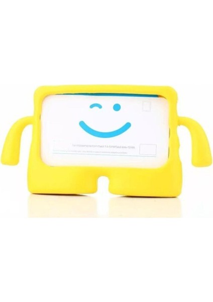 Apple iPad 2 Renkli Tutacaklı Stantlı Silikon Çocuk Tablet Kılıfı - Sarı