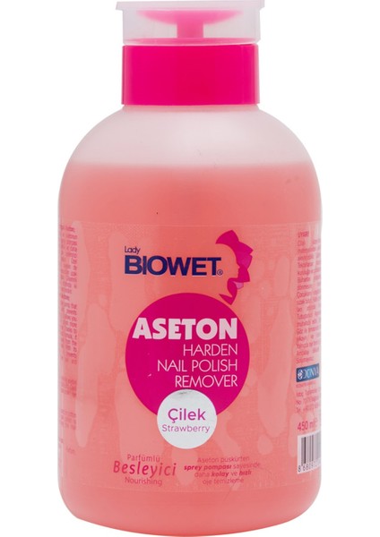 Biowet Çilek Parfümlü Pompalı Aseton 450 ml