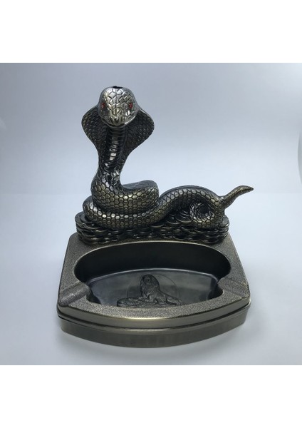 Kobra Figürlü Metal Çakmaklı Masa Küllüğü