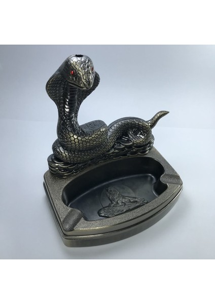 Kobra Figürlü Metal Çakmaklı Masa Küllüğü