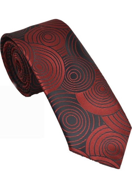 Geometrik Desen Kırmızı Mendilli Kravat