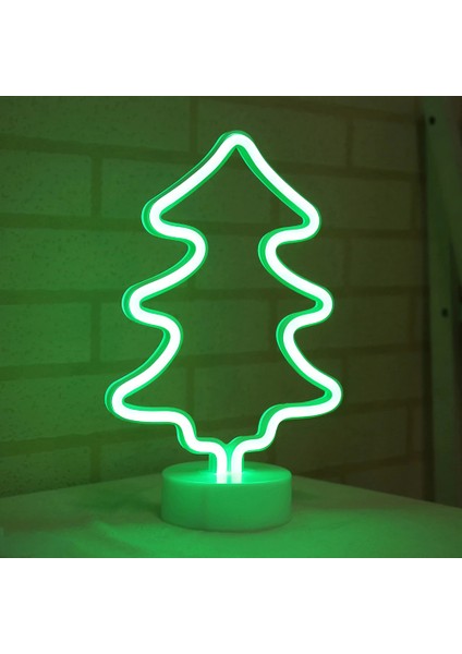 Hediye Sahibi Çam Ağacı Tasarımlı Neon LED Lamba 30X19 cm