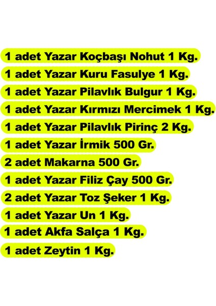 Ramazan Kumanya Gıda Paketi 12 Parça 13 kg