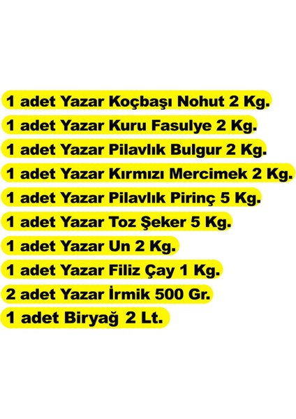 Ramazan Kumanya Gıda Paketi 10 Parça 24 kg