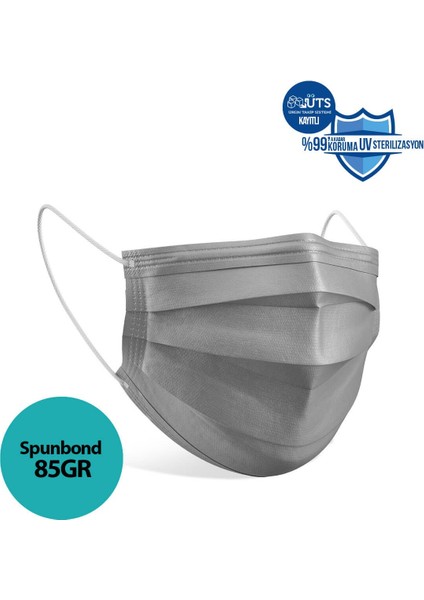 Ultrasonik Cerrahi Ağız Maskesi 3 Katlı Spunbond Kumaş 150 Adet - Burun Telli - Gri fiyatları