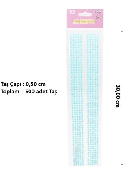 Yapışkanlı Kristal Süsleme Taşları 0,50 cm Çap, 600 Adet Taş, Mavi fiyatları