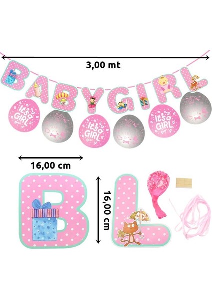 Balonlu Baby Girl Banner Seti, 3,00 mt fiyatları