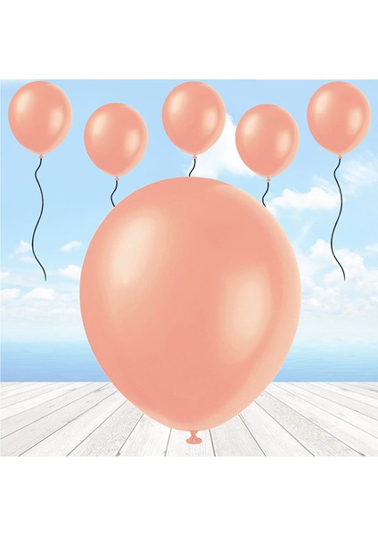 Metalik Parlak Balon, 10 Adet - Rose Gold